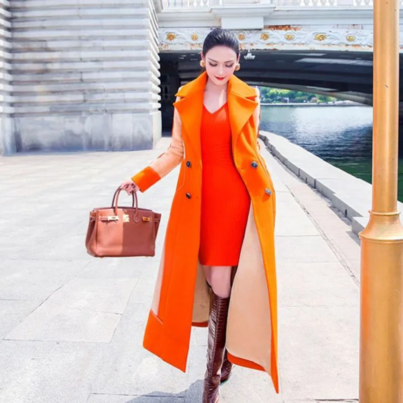 Autumn Winter New Cashmere Coats Women's Classic Double-breasted Woolen Jackets Female Stitching Luxury Long Thick Wool Outwear
Autumn Winter New Cashmere Coats Women's Classic Double-breasted Woolen Jackets Female Stitching Luxury Long Thick Wool Outwear