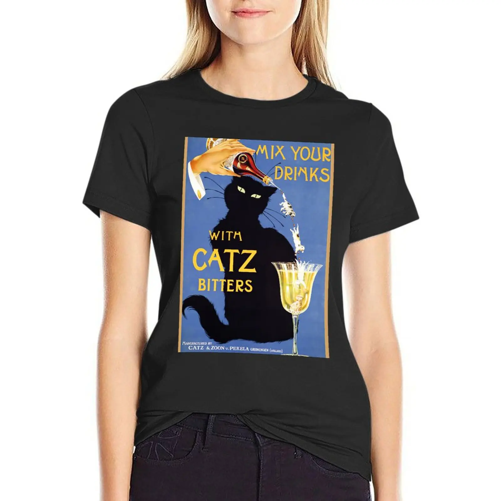 Whimsical vintage liquor black cat ad for bitters T-shirt animal print shirt for girls tops vintage clothes T-shirt Women
Whimsical vintage liquor black cat ad for bitters T-shirt animal print shirt for girls tops vintage clothes T-shirt Women
