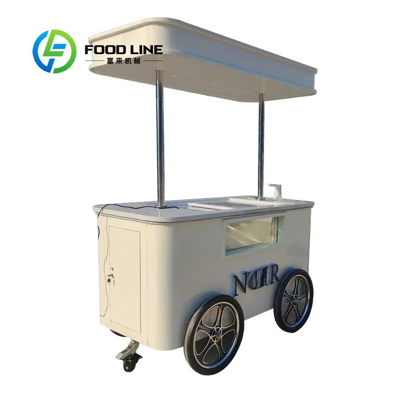 Customized Hand Push Mobile Food Cart White Multifunctional Vending Trolley for Ice Cream Juice and Fast Food Catering Business
Customized Hand Push Mobile Food Cart White Multifunctional Vending Trolley for Ice Cream Juice and Fast Food Catering Business