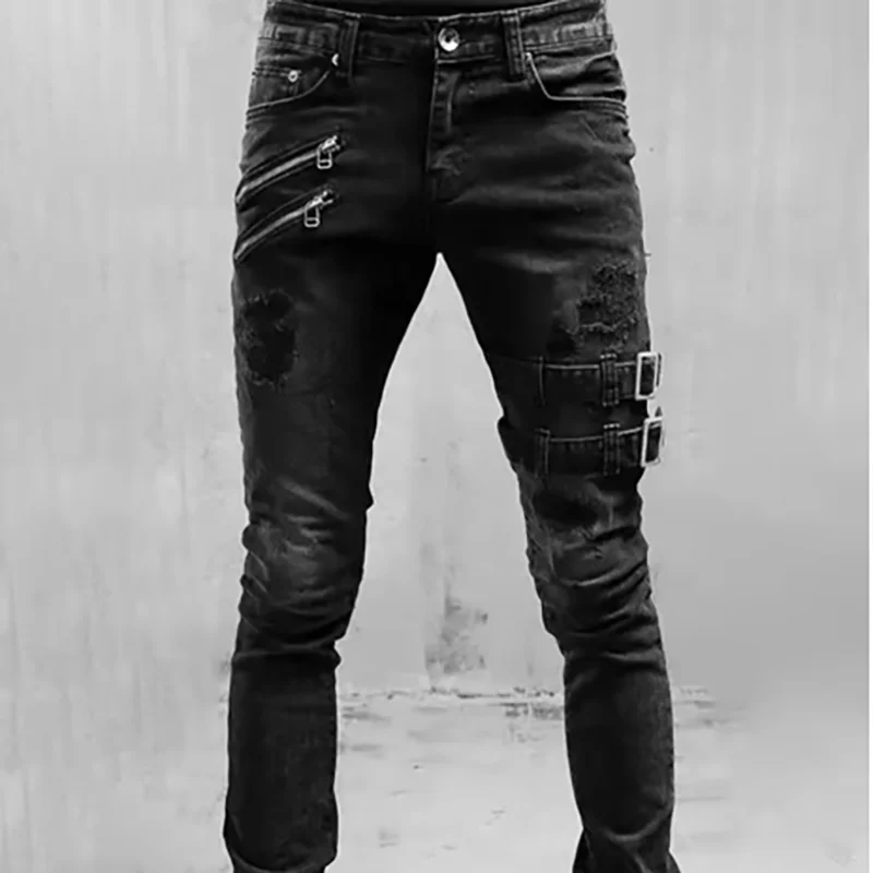Men's Motorcycle Biker Straight Retro Elastic Jeans Zipper-style Ripped Punk Denim Crock Pants
Men's Motorcycle Biker Straight Retro Elastic Jeans Zipper-style Ripped Punk Denim Crock Pants