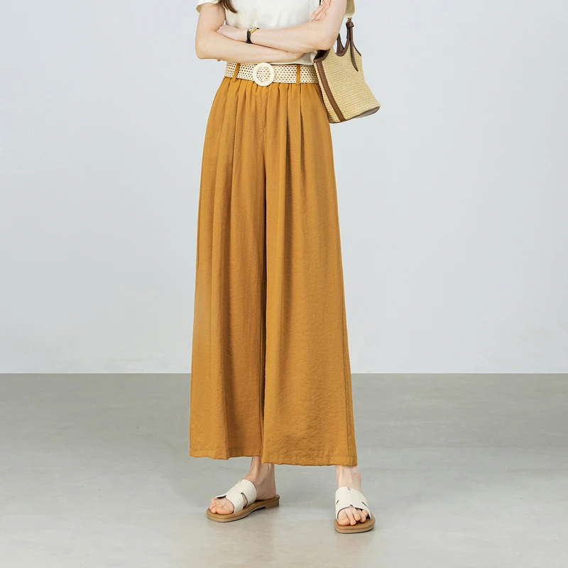 SENTUBILA Women Yellow Office Wide Leg Pants 2026 Summer High Waist Loose Cropped Trousers Adjustable Belt Casual Pant W52KD3413
SENTUBILA Women Yellow Office Wide Leg Pants 2026 Summer High Waist Loose Cropped Trousers Adjustable Belt Casual Pant W52KD3413