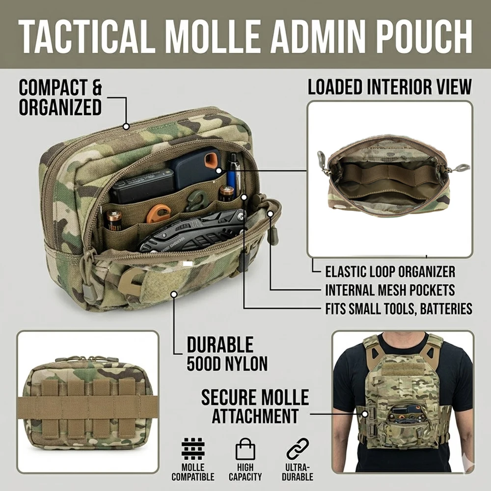 Tactical Admin Pouch Commander Map Bag Molle Utility EDC Tool Pouch For Plate Carrier Airsoft Combat Gear JPC2.0 AVS CPC
Tactical Admin Pouch Commander Map Bag Molle Utility EDC Tool Pouch For Plate Carrier Airsoft Combat Gear JPC2.0 AVS CPC