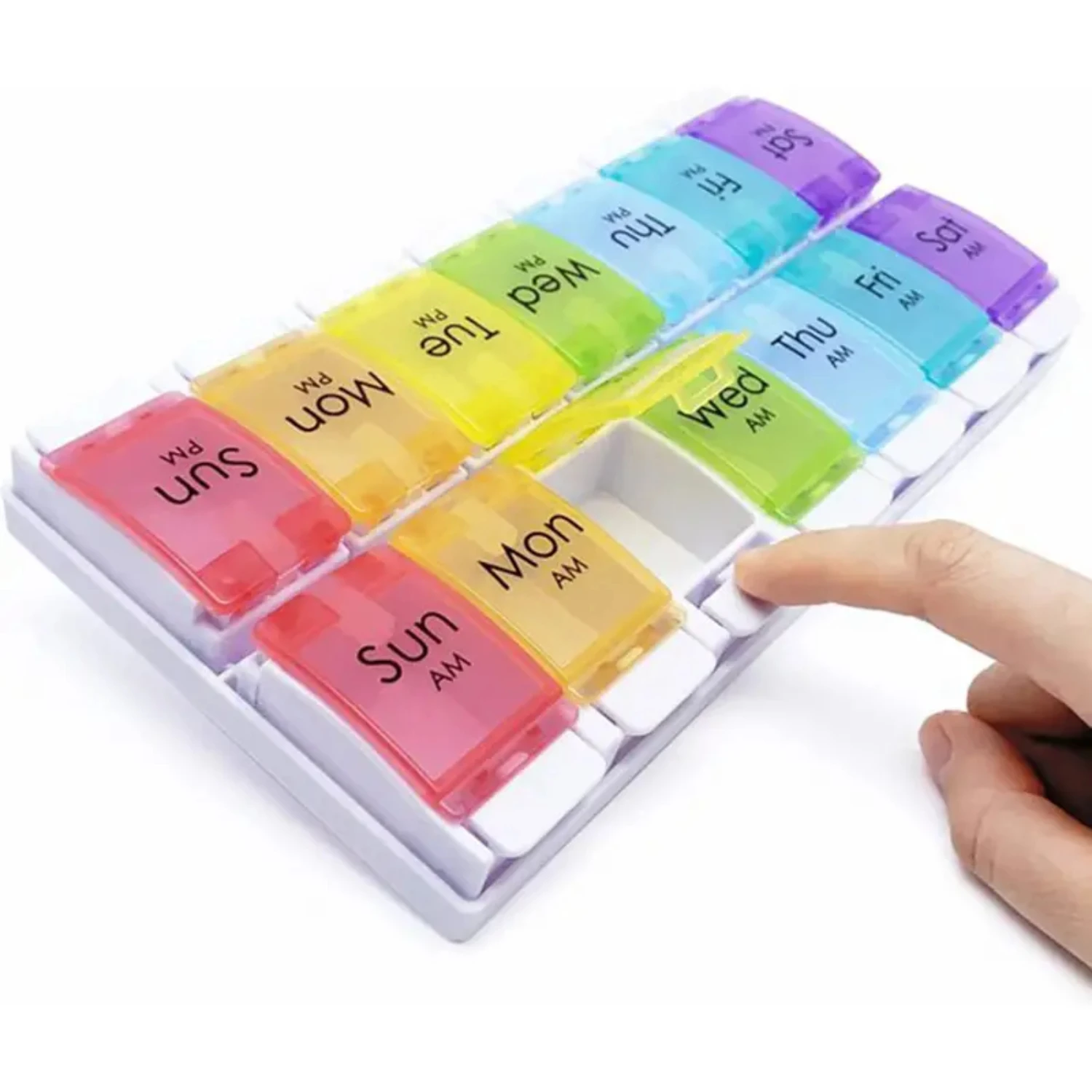 Compact and Portable Transparent Weekly Pill Box Organizer with 7 Day AM PM Compartments for Vitamins, Supplements, Travel, and
Compact and Portable Transparent Weekly Pill Box Organizer with 7 Day AM PM Compartments for Vitamins, Supplements, Travel, and