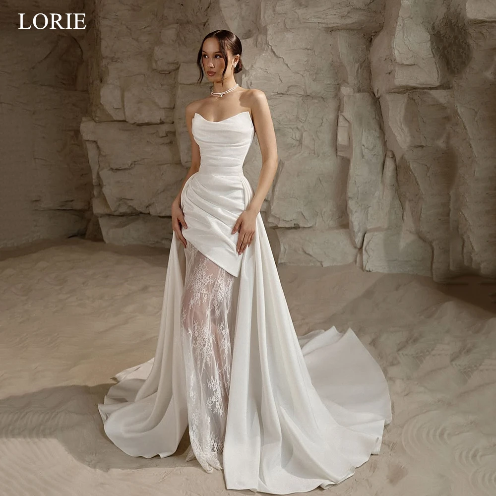 LORIE Lace Patchwork Wedding Dresses Pleated Strapless Bridal Gowns Lace-up A-Line Detachable Train Bride Prom Dress Customized
LORIE Lace Patchwork Wedding Dresses Pleated Strapless Bridal Gowns Lace-up A-Line Detachable Train Bride Prom Dress Customized