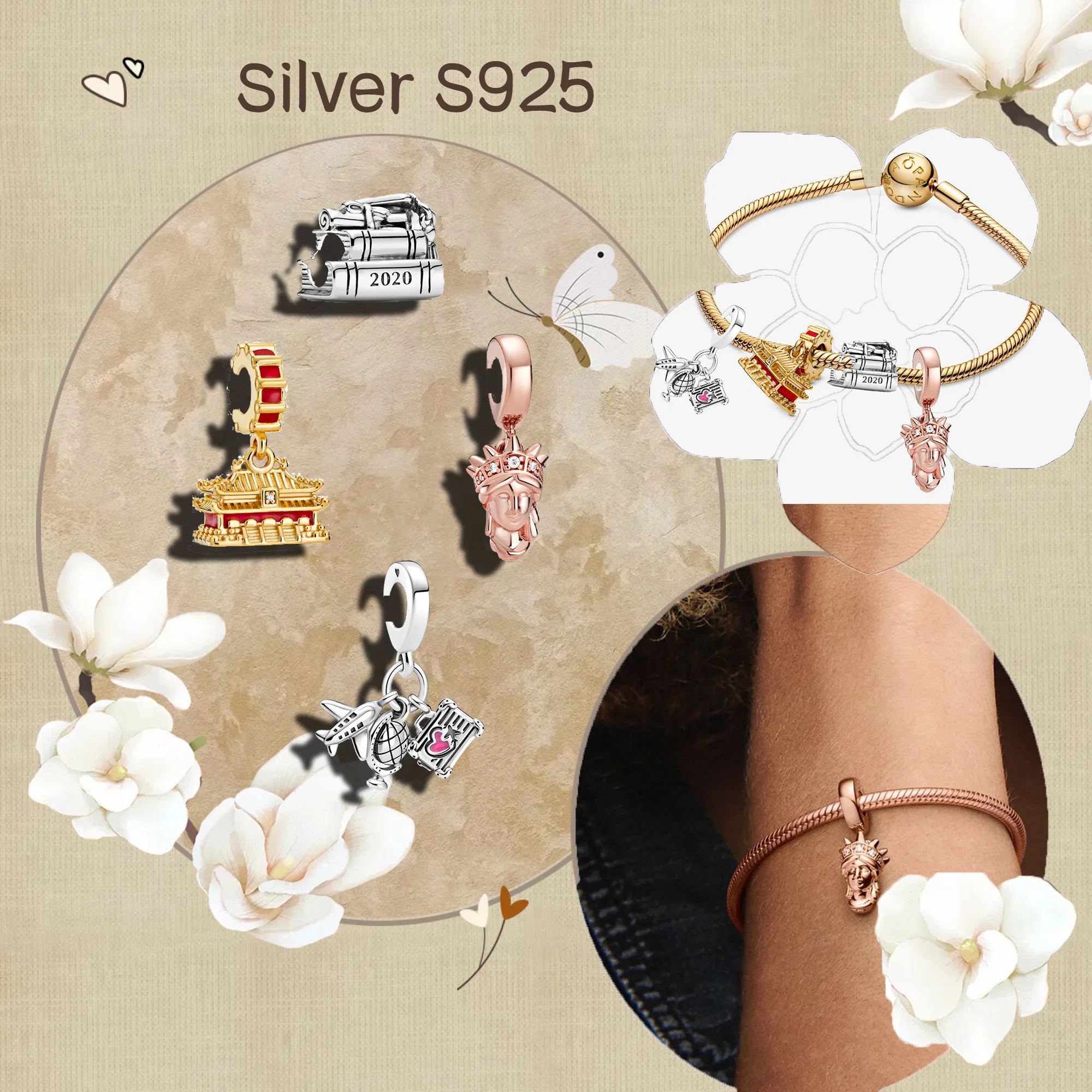 Pure silver S925 women's jewelry Pan Danish National Palace Museum travel souvenir bracelet small pendant to give to friends
Pure silver S925 women's jewelry Pan Danish National Palace Museum travel souvenir bracelet small pendant to give to friends