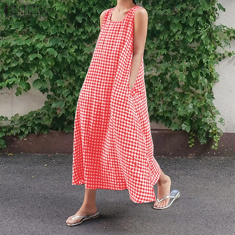 2026 Summer Dress ZANZEA Women Elegant Square Neck Sleeveless Sundress Plaid Checked Dresses Casual Loose Holiday Robe Kaftan
2026 Summer Dress ZANZEA Women Elegant Square Neck Sleeveless Sundress Plaid Checked Dresses Casual Loose Holiday Robe Kaftan