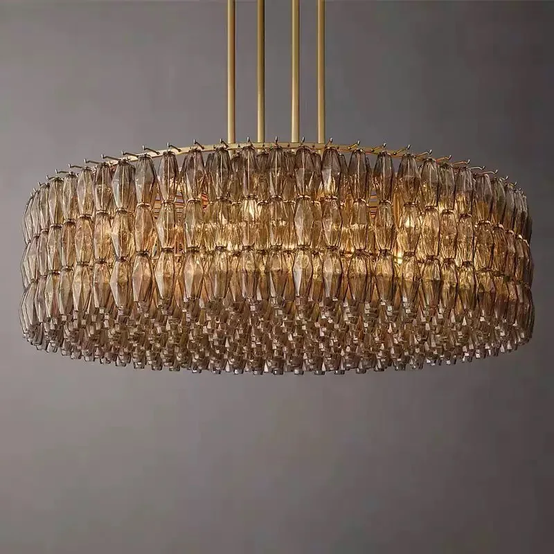 Modern Living Room Amber Glass Pendant for Dining Room Ceiling Chandelier Dimmable, Stainless Steel Lustre
Modern Living Room Amber Glass Pendant for Dining Room Ceiling Chandelier Dimmable, Stainless Steel Lustre