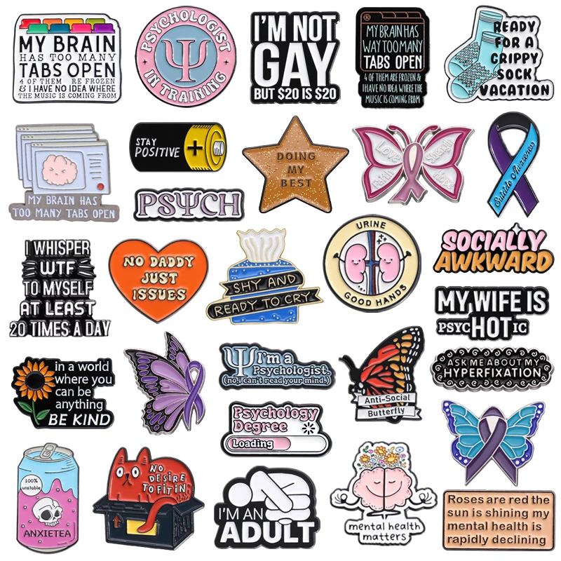 Mental Health Series Enamel Pins Social Anxiety Psychology Awareness Quotes Metal Badge Wholesale Jewelry Gifts For Friends
Mental Health Series Enamel Pins Social Anxiety Psychology Awareness Quotes Metal Badge Wholesale Jewelry Gifts For Friends