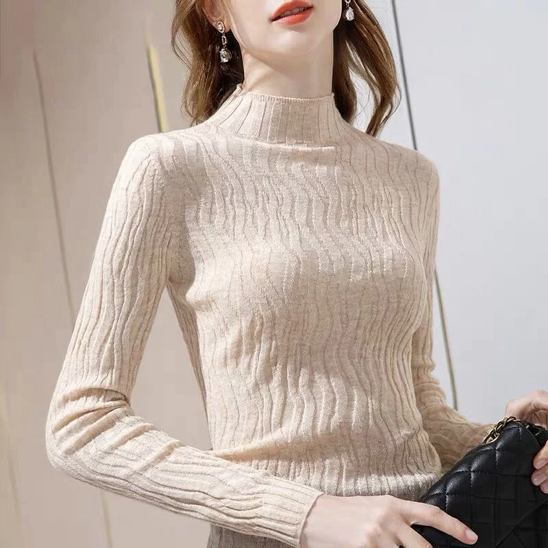 New Slim and Versatile Half-high Neck Knitted Base Shirt for Women Design Lazy Style Top
New Slim and Versatile Half-high Neck Knitted Base Shirt for Women Design Lazy Style Top