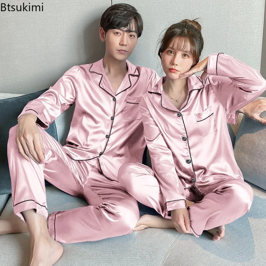 2025 Couple's Sleepwear Simulated Silk Thin Design Women and Men Lapel Long Sleeved Pants Spring and Summer Ice Silk Home Wear
2025 Couple's Sleepwear Simulated Silk Thin Design Women and Men Lapel Long Sleeved Pants Spring and Summer Ice Silk Home Wear