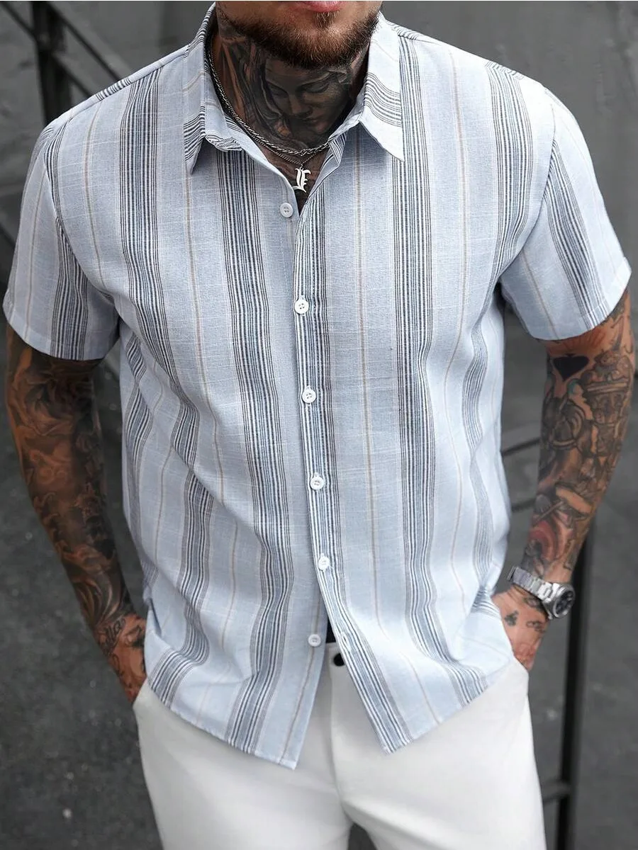 Новая мужская летняя рубашка с коротким рукавом, полосатым узором, 3D цифровой печатью, повседневная, с отложным воротником, 95% полиэстер, 5% спандекс
Новая мужская летняя рубашка с коротким рукавом, полосатым узором, 3D цифровой печатью, повседневная, с отложным воротником, 95% полиэстер, 5% спандекс