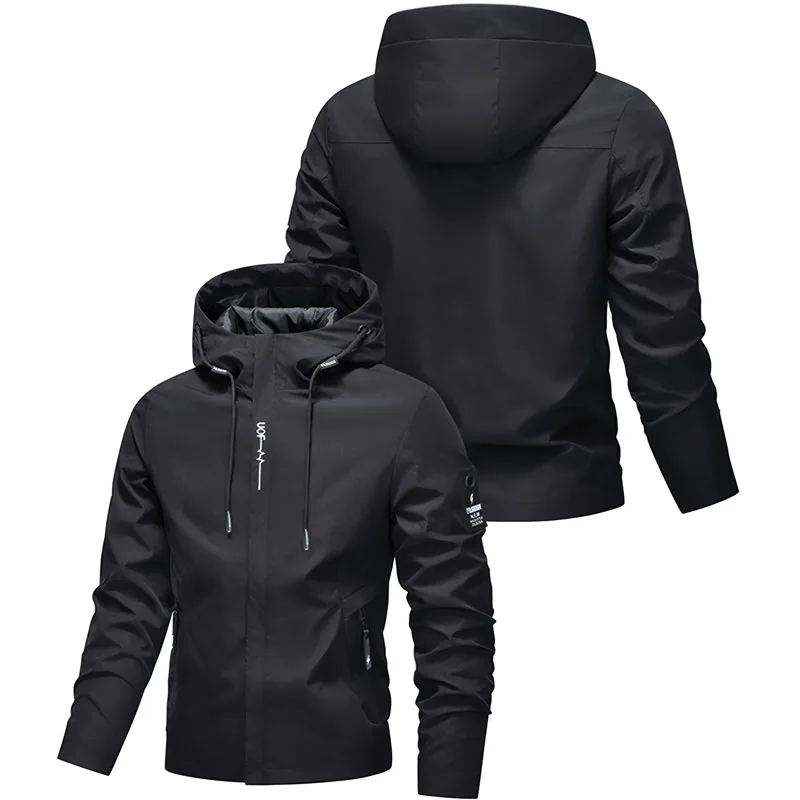Men's Solid Black Lightweight Outdoor Hiking Jacket,Waterproof Windbreaker with Zippered Pocket Casual Sports Coat for Trekking
Men's Solid Black Lightweight Outdoor Hiking Jacket,Waterproof Windbreaker with Zippered Pocket Casual Sports Coat for Trekking