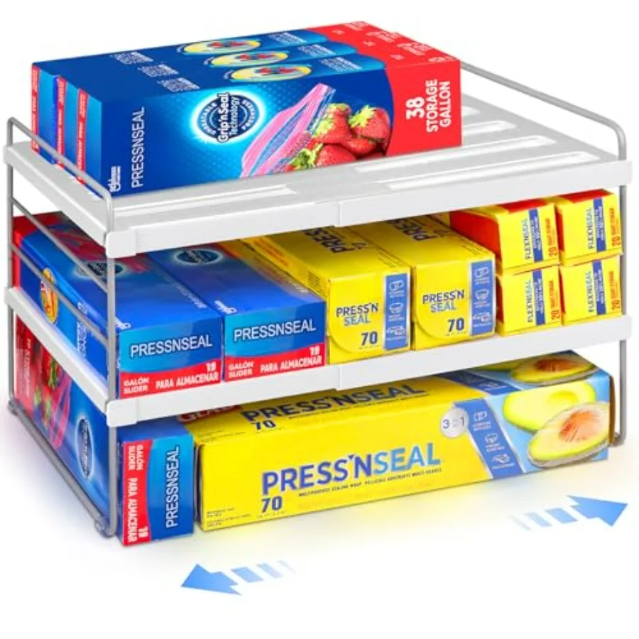Kitchen Wrap Organizer, Expandable Pantry Organizers and Storage, 3-Tier Plastic Organizer for Cabinet, Adjustable Shelf for Ti
Kitchen Wrap Organizer, Expandable Pantry Organizers and Storage, 3-Tier Plastic Organizer for Cabinet, Adjustable Shelf for Ti