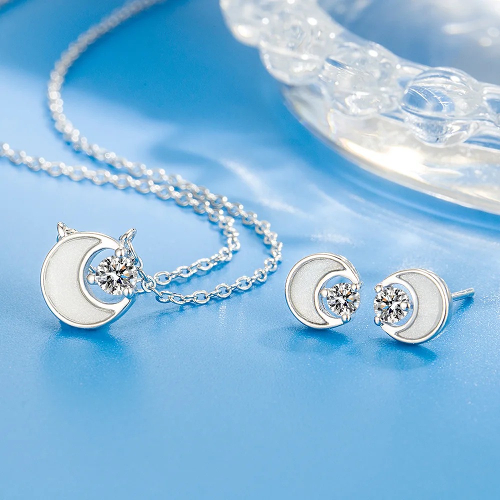 925 Sterling Silver Moon Zircon Elegant Jewelry Sets For Women Earring Necklace High Quality Jewellery Accessories Wholesale
925 Sterling Silver Moon Zircon Elegant Jewelry Sets For Women Earring Necklace High Quality Jewellery Accessories Wholesale