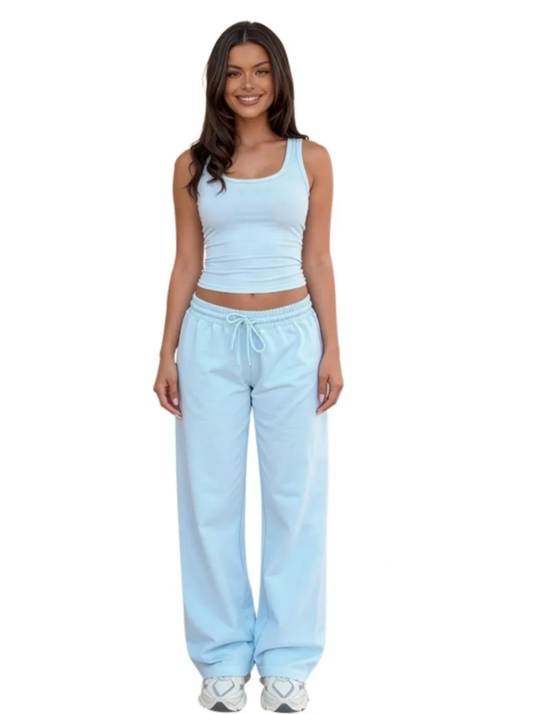 Women's Vest Fashion Casual Sports Wide Leg Pants Suit 2026 Summer Fashion Short Vest Elastic Waist Trousers Women's 2-piece Set
Women's Vest Fashion Casual Sports Wide Leg Pants Suit 2026 Summer Fashion Short Vest Elastic Waist Trousers Women's 2-piece Set