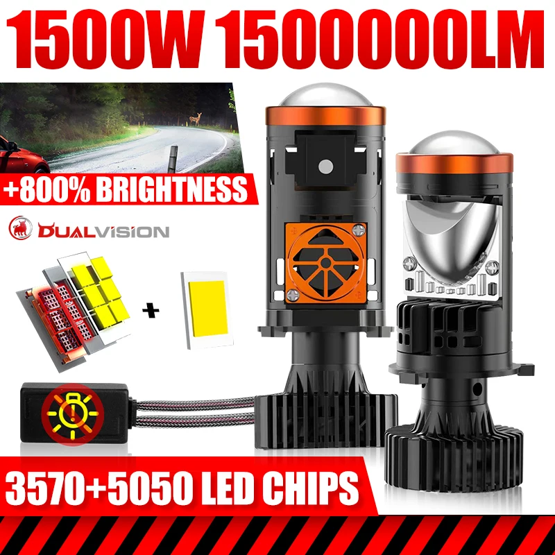 1500W H4 LED Projector Mini Lens 1500000LM Car Headlight Bulb CSP Chips Spotlight High Low Beam Led H4 Motor Lamp Canbus Decoder
1500W H4 LED Projector Mini Lens 1500000LM Car Headlight Bulb CSP Chips Spotlight High Low Beam Led H4 Motor Lamp Canbus Decoder