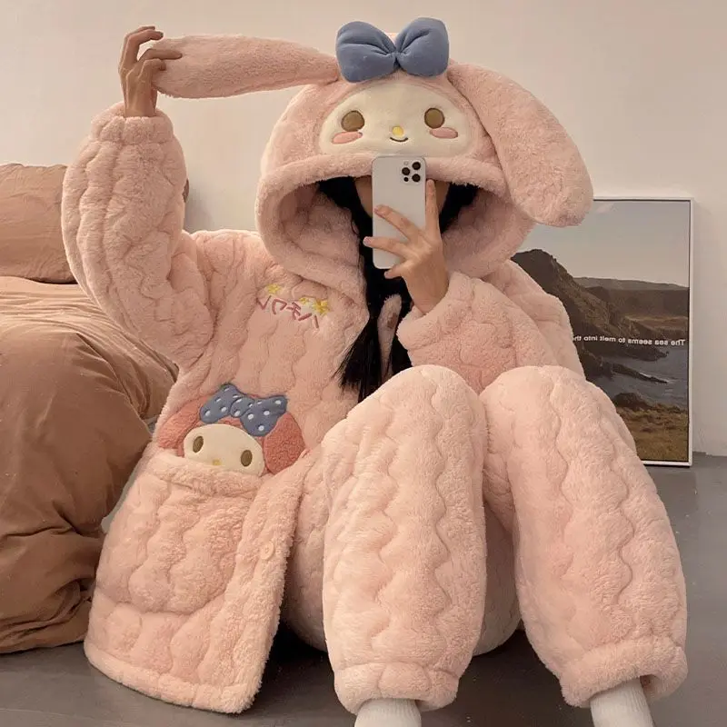 Kawaii My Melody Cinnamoroll Pajamas Women's Hello Kittys Thicken Velvet Lounge Clothes Three-Layer Padded Jacket Girl Sleepwear
Kawaii My Melody Cinnamoroll Pajamas Women's Hello Kittys Thicken Velvet Lounge Clothes Three-Layer Padded Jacket Girl Sleepwear