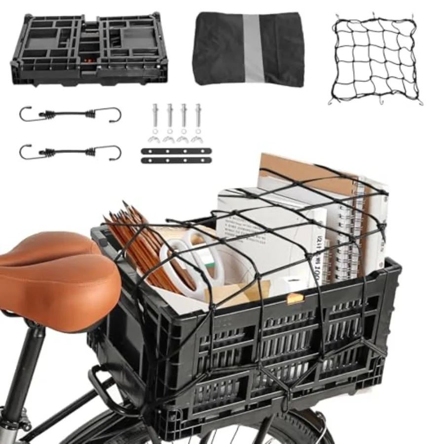 Bike Basket RearFoldable Rear Rack Bicycle Basket Collapsible Bike Baskets with Mesh Pocket Waterproof Cover for Adult Bikes Mi
Bike Basket RearFoldable Rear Rack Bicycle Basket Collapsible Bike Baskets with Mesh Pocket Waterproof Cover for Adult Bikes Mi