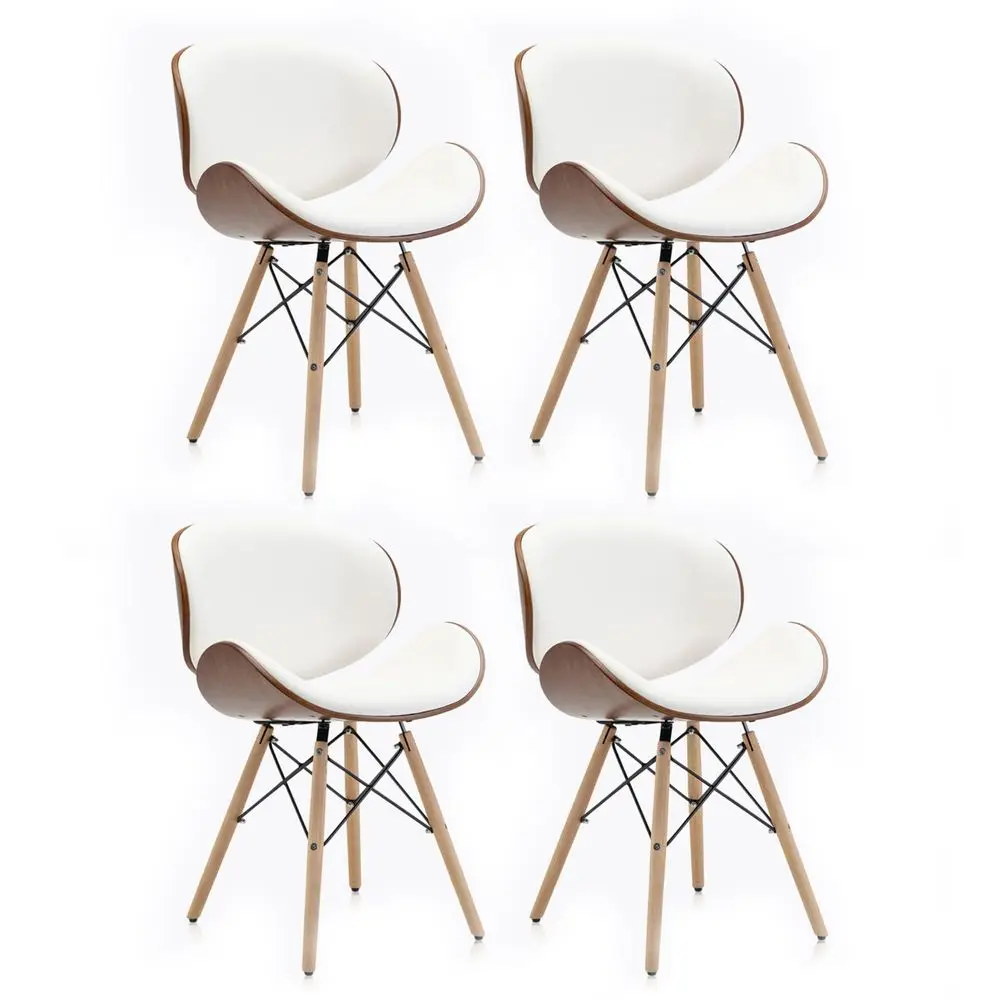 Set of 4 Mid Century Modern Dining Chairs, Upholstered Faux Leather Walnut Curved Back Contemporary Kitchen Dining Accent Chair
Set of 4 Mid Century Modern Dining Chairs, Upholstered Faux Leather Walnut Curved Back Contemporary Kitchen Dining Accent Chair