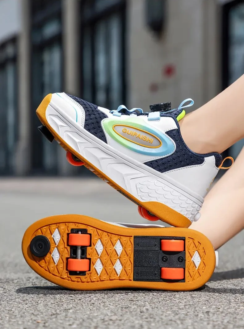 New kids shoes automatic version brake double mesh double pulley small four-wheel rotating button walking shoes kids sneakers
New kids shoes automatic version brake double mesh double pulley small four-wheel rotating button walking shoes kids sneakers