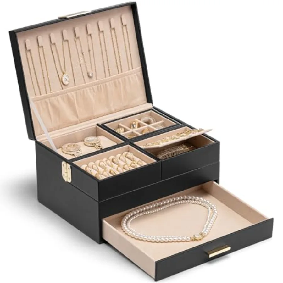 3 Layer Jewelry Box - Women Jewelry Box with Retractable Tray - Jewelry Organizers with Drawer for Necklaces Rings Bracelets Ea
3 Layer Jewelry Box - Women Jewelry Box with Retractable Tray - Jewelry Organizers with Drawer for Necklaces Rings Bracelets Ea