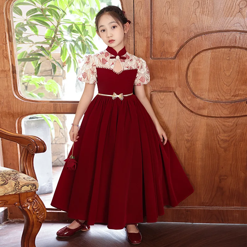 Red dress for girls flower wedding spring princess dress children high-end host piano performance
Red dress for girls flower wedding spring princess dress children high-end host piano performance