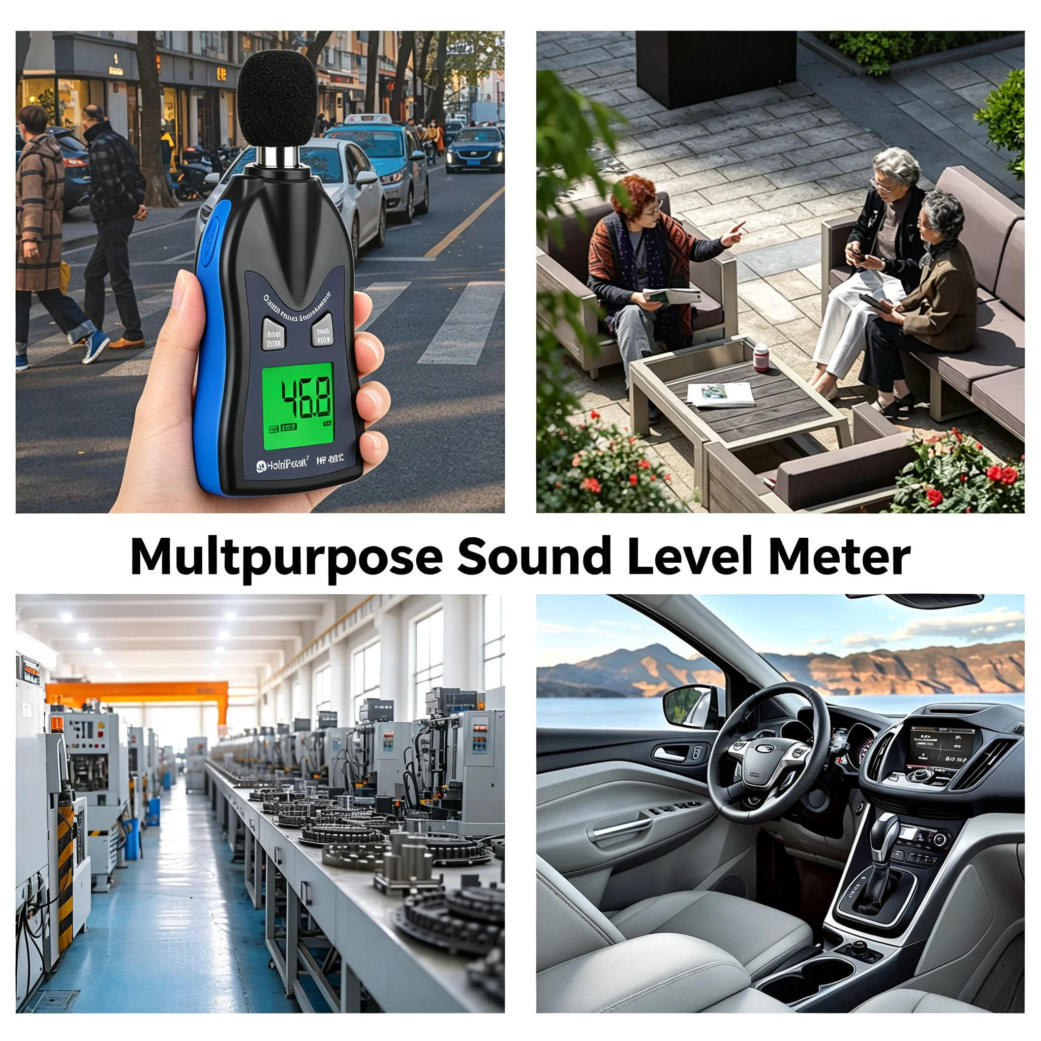 HP882C Digital Sound Level Meter 30-130dB, A-Weighted Noise Tester with Backlight MAX/MIN FAST/SLOW for Factory & Home Audio