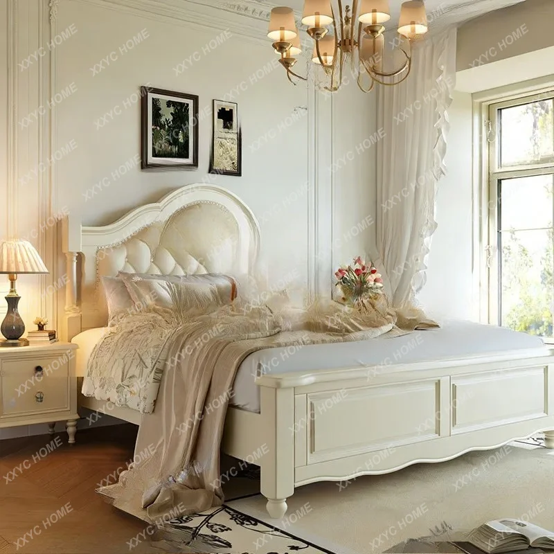 white all solid wood bed double master bed light luxury princess bed
white all solid wood bed double master bed light luxury princess bed