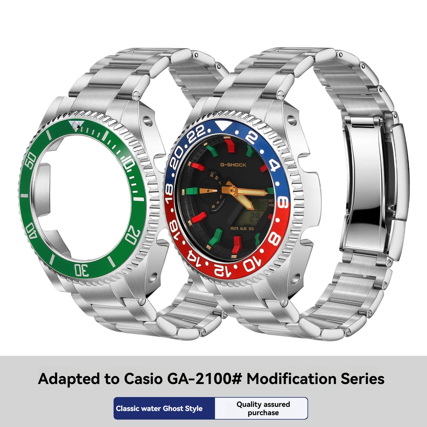 Комплект для модификации Casio GA-2100 GA-2110 GA-B2100 в стиле Submariner: корпус и браслет из нержавеющей стали, полный набор для модификации.
Комплект для модификации Casio GA-2100 GA-2110 GA-B2100 в стиле Submariner: корпус и браслет из нержавеющей стали, полный набор для модификации.