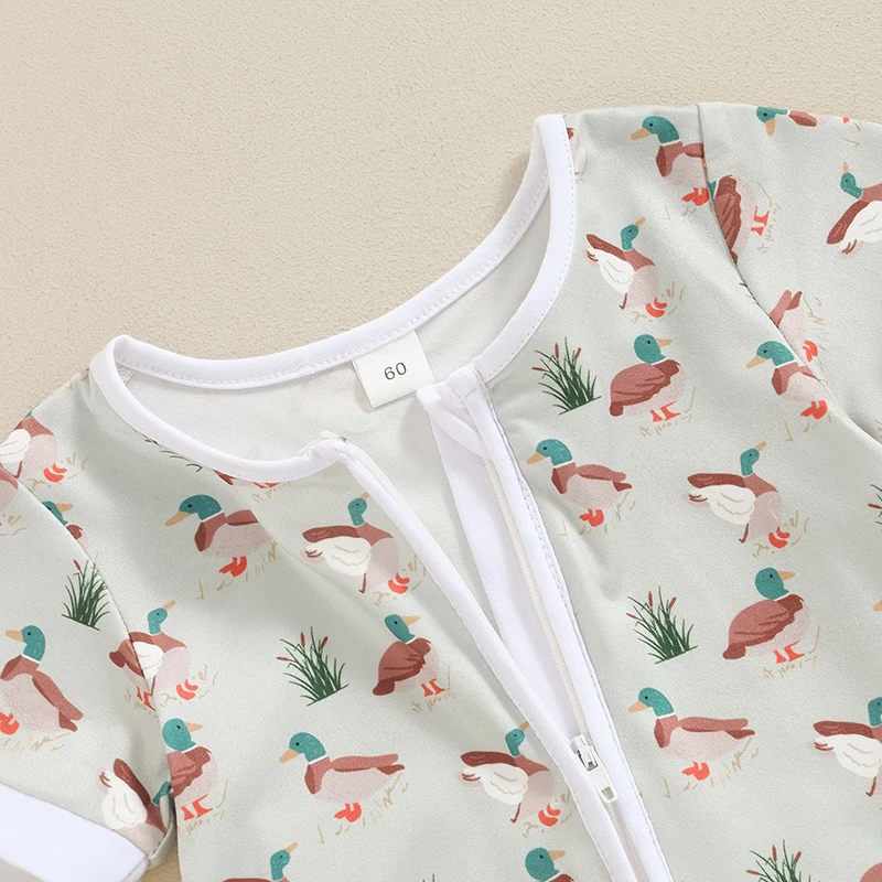 Baby Boy Summer Romper Mallard Duck Print Short Sleeve Jumpsuit Zipper Bodysuit Duck Hunting Clothes
Baby Boy Summer Romper Mallard Duck Print Short Sleeve Jumpsuit Zipper Bodysuit Duck Hunting Clothes