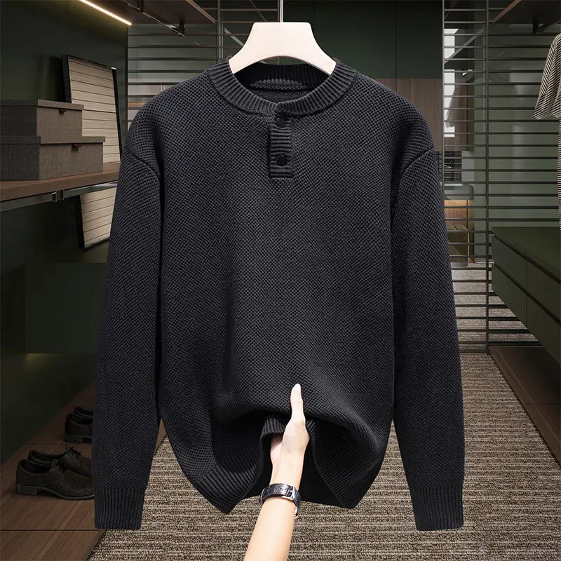Мужской свитер из плотного чистого хлопка с воротником хенли, повседневный, модный, вязаный, удобный, дышащий
Мужской свитер из плотного чистого хлопка с воротником хенли, повседневный, модный, вязаный, удобный, дышащий