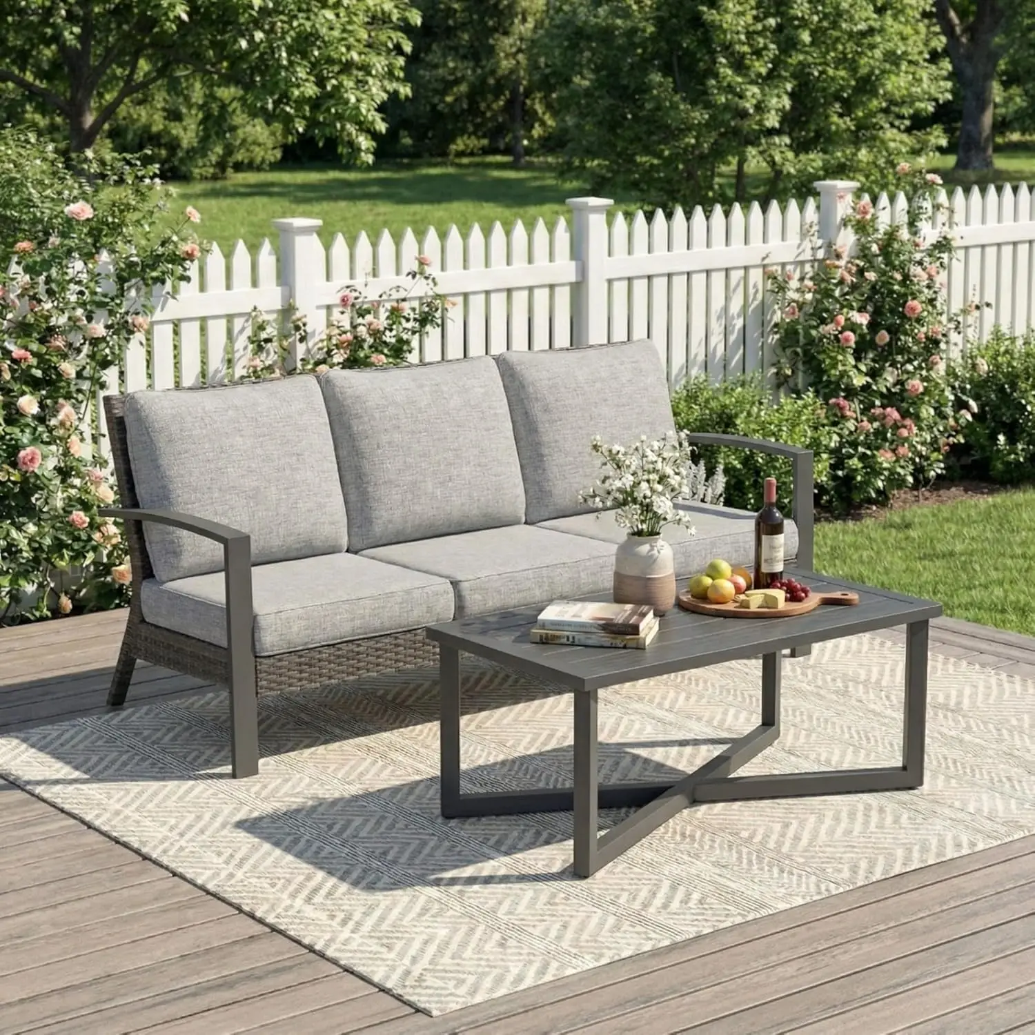 Patio Sofa, 2 Pieces Patio Furniture Set with Coffee Table, Wicker Outdoor Furniture with Cushions, Outdoor Couch Set for Porch,
Patio Sofa, 2 Pieces Patio Furniture Set with Coffee Table, Wicker Outdoor Furniture with Cushions, Outdoor Couch Set for Porch,