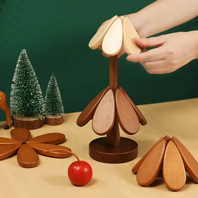 Tree shaped coaster with bracket, wooden hot dish mat, wooden tripod coaster set, kitchen dining table decoration
Tree shaped coaster with bracket, wooden hot dish mat, wooden tripod coaster set, kitchen dining table decoration