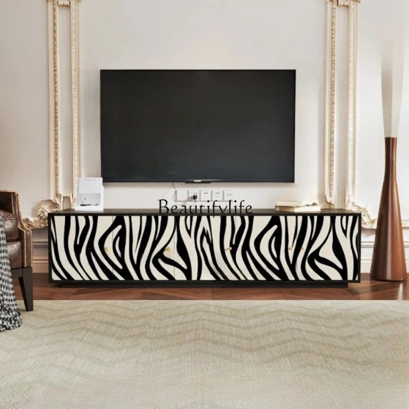 Modern Simple and Fashionable TV Cabinet Black and White Zebra Pattern Decorative Storage Solid Wood Storage Cabinet
Modern Simple and Fashionable TV Cabinet Black and White Zebra Pattern Decorative Storage Solid Wood Storage Cabinet