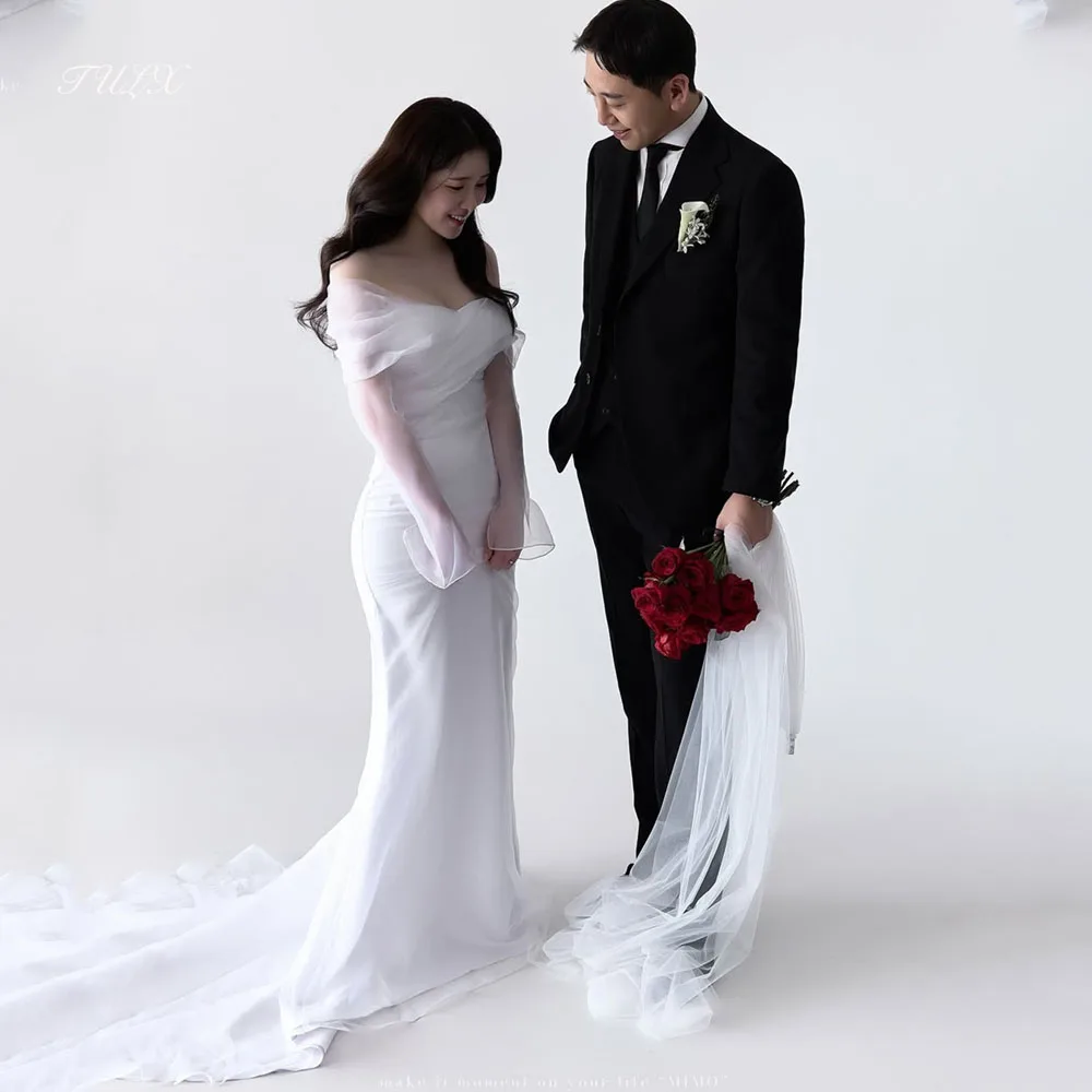 TULX Organza White Wedding Dress Korea Photo Shoot Off Shoulder Long Sleeve Bridal Gowns Mermaid Long 웨딩드레스 Customized 2025
TULX Organza White Wedding Dress Korea Photo Shoot Off Shoulder Long Sleeve Bridal Gowns Mermaid Long 웨딩드레스 Customized 2025