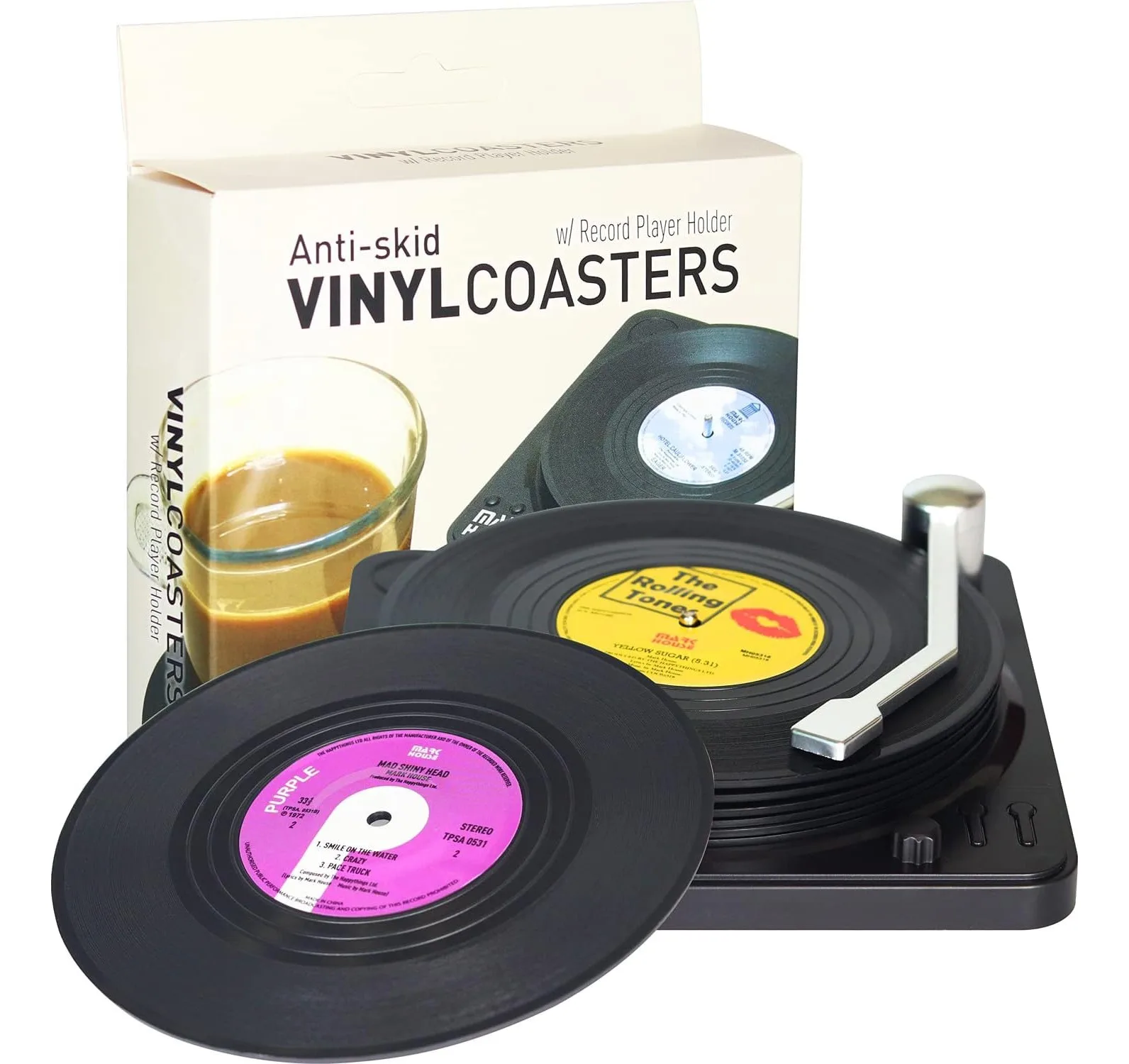 Funny Retro Record Coasters for Drinks with Vinyl Player Holder for Music Lovers,Set of 6 Conversation Piece Sayings Drink Coast
Funny Retro Record Coasters for Drinks with Vinyl Player Holder for Music Lovers,Set of 6 Conversation Piece Sayings Drink Coast
