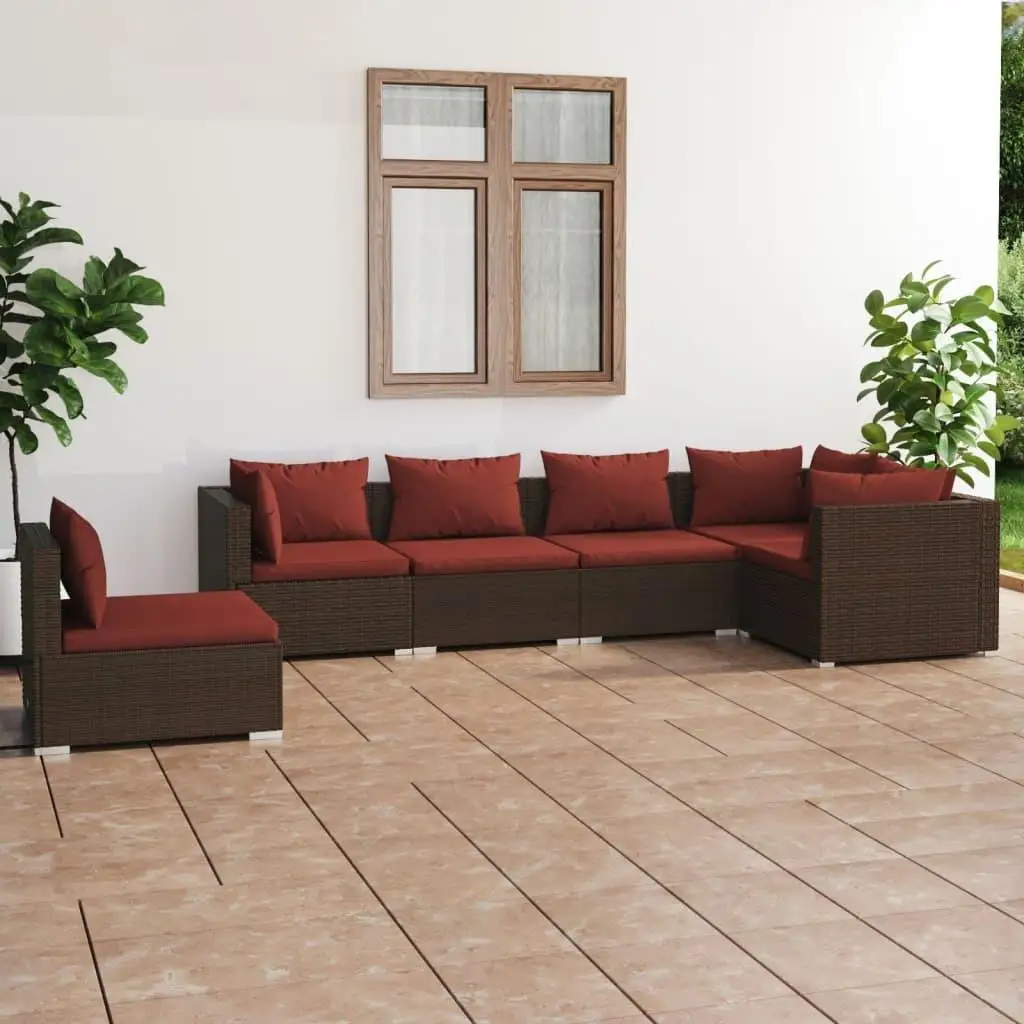 6-Piece Brown Patio Lounge Set with Cushions - Stylish Poly Rattan Outdoor Furniture
6-Piece Brown Patio Lounge Set with Cushions - Stylish Poly Rattan Outdoor Furniture