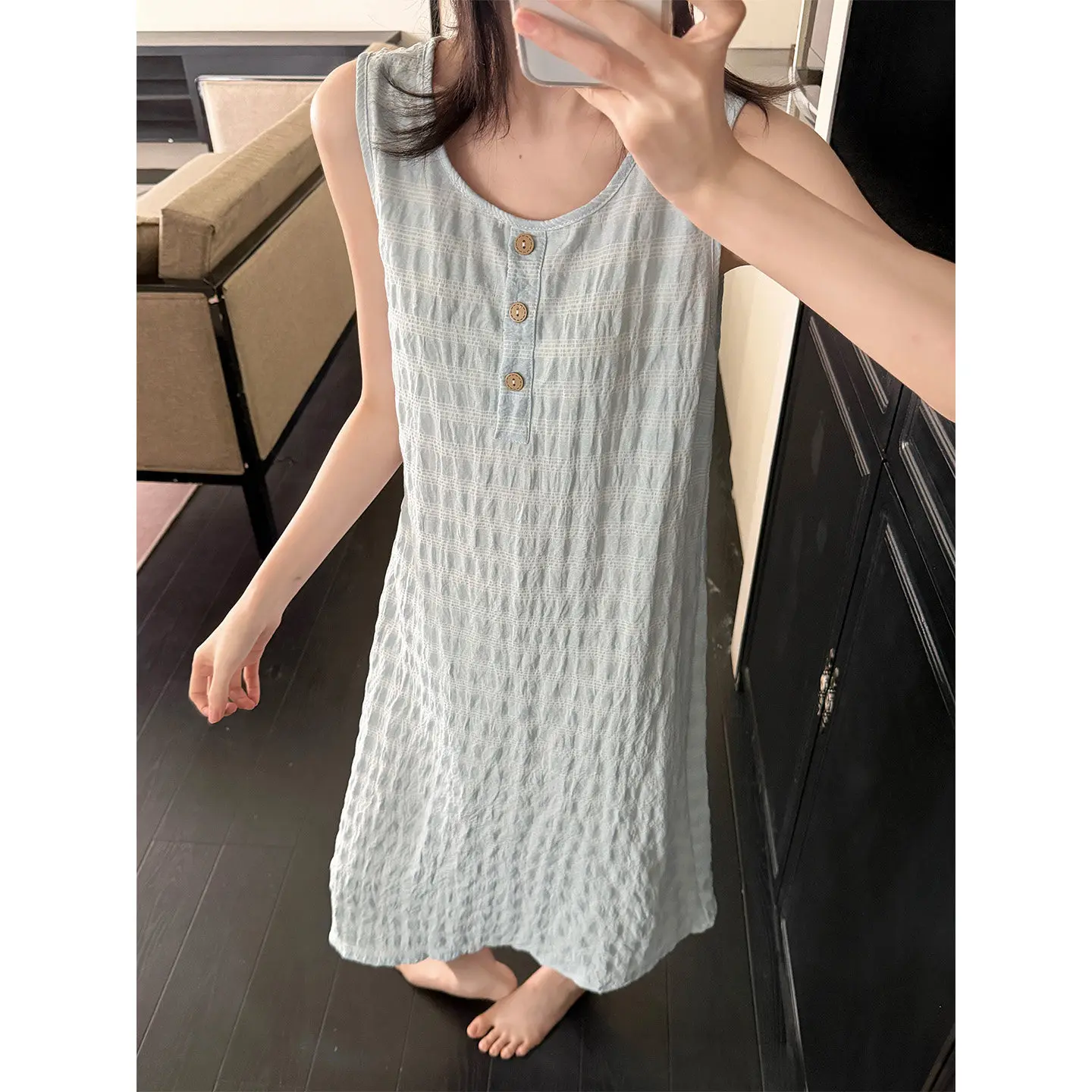Summer Cotton Silk Sleep Dress Women Sleeveless Strap Home Clothes Loose Vest Skirt Comfortable Breathable Nightgown Nightdress
Summer Cotton Silk Sleep Dress Women Sleeveless Strap Home Clothes Loose Vest Skirt Comfortable Breathable Nightgown Nightdress
