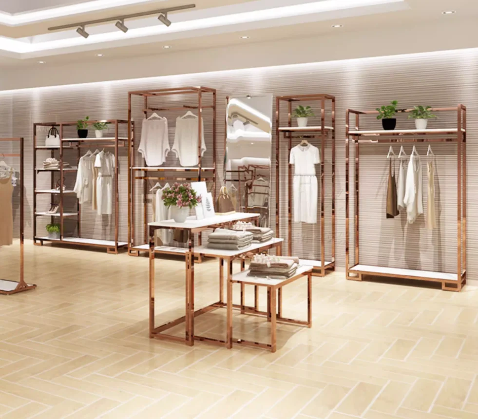high-grade stainless steel women's clothing store shelf display rack clothing store display hanger floor-to-ceiling rose gold
high-grade stainless steel women's clothing store shelf display rack clothing store display hanger floor-to-ceiling rose gold