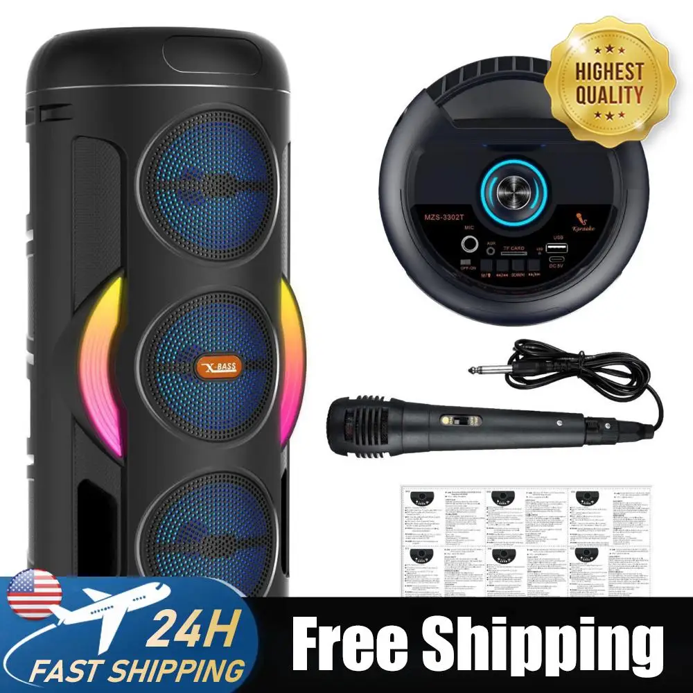 Портативная уличная колонка с проводным микрофоном, поддержкой TWS/AUX/USB/TF-карт/FM-радио для вечеринок, дома и кемпинга
Портативная уличная колонка с проводным микрофоном, поддержкой TWS/AUX/USB/TF-карт/FM-радио для вечеринок, дома и кемпинга