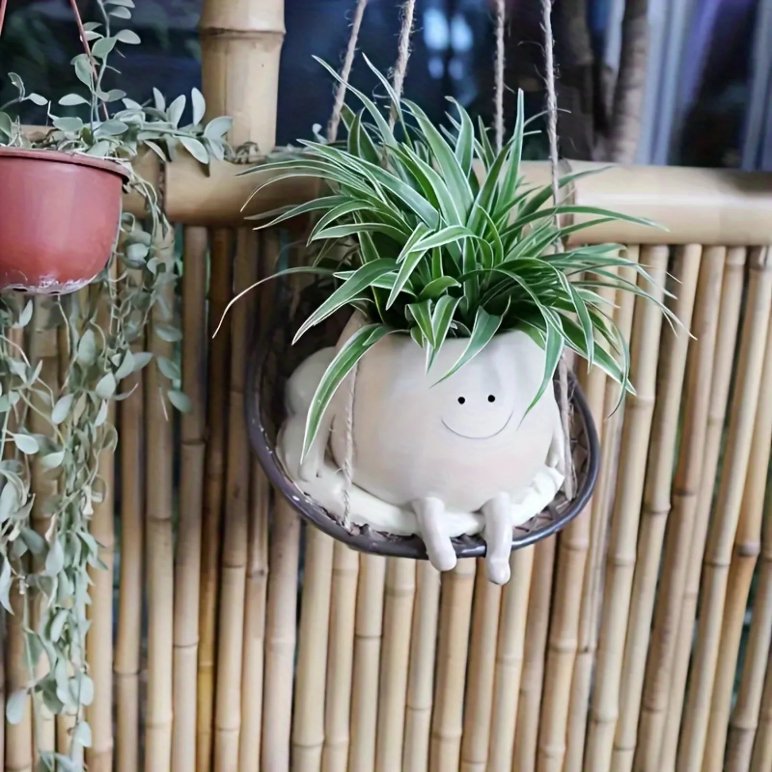 Lovely Hanging Chair Smiling Face Flowerpot Garden Small Flowerpot Creative Ornaments
Lovely Hanging Chair Smiling Face Flowerpot Garden Small Flowerpot Creative Ornaments