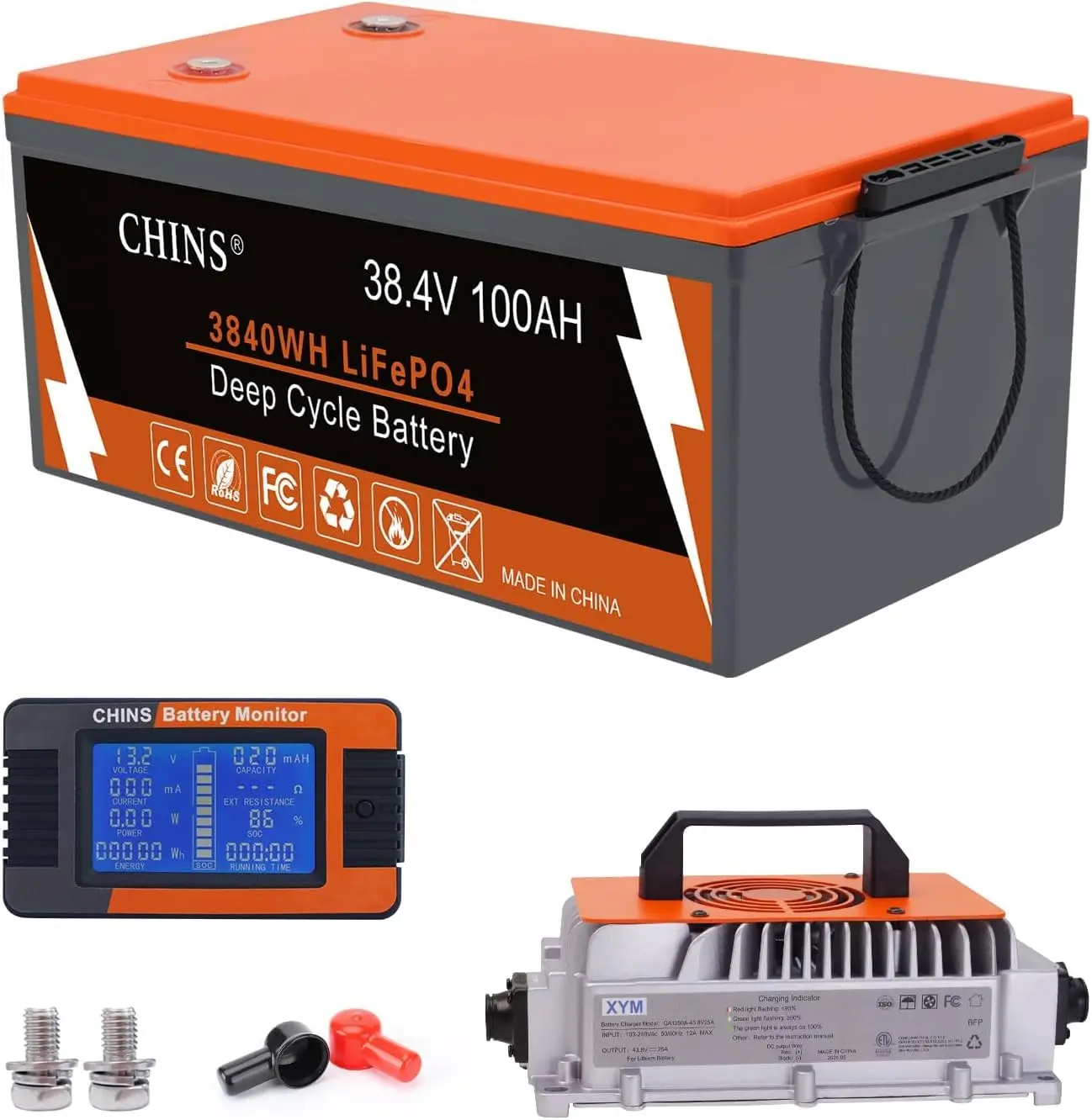 36V Golf Cart Bluetooth LiFePO4 Battery, with 200A BMS, includes 36V 25A Lithium Charger and Monitor, 1000A Peak, Custom
36V Golf Cart Bluetooth LiFePO4 Battery, with 200A BMS, includes 36V 25A Lithium Charger and Monitor, 1000A Peak, Custom