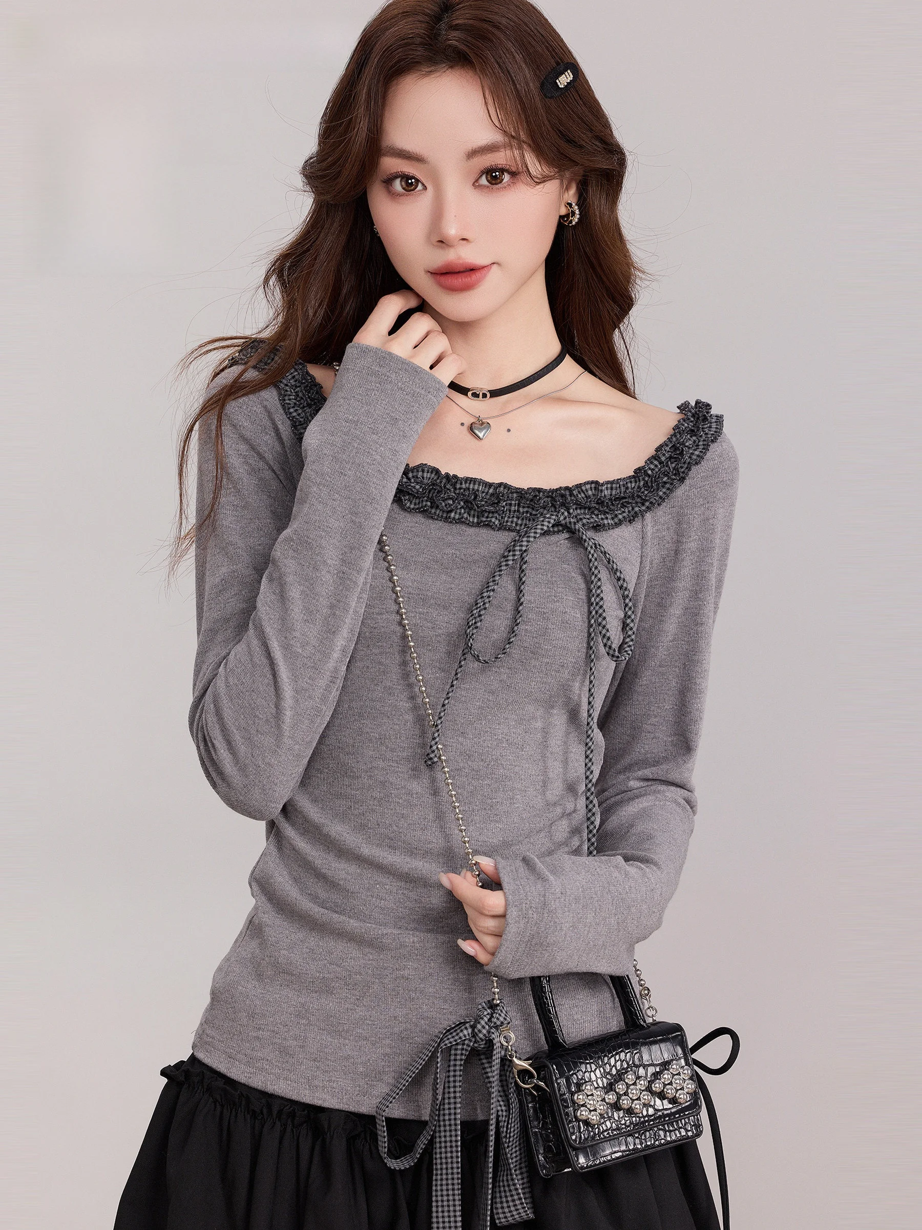 Женская осенне-зимняя облегающая базовая футболка Lingjiu с кружевной отделкой, длинным рукавом и асимметричным вырезом на плече, модная, для повседневной носки
Женская осенне-зимняя облегающая базовая футболка Lingjiu с кружевной отделкой, длинным рукавом и асимметричным вырезом на плече, модная, для повседневной носки