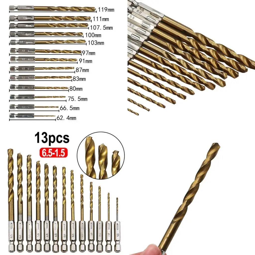 E8BD 13PCS/SET 1.5-6.5MM HSS High Speed Steel for Titanium Coated 1/4 Shank Drill
E8BD 13PCS/SET 1.5-6.5MM HSS High Speed Steel for Titanium Coated 1/4 Shank Drill