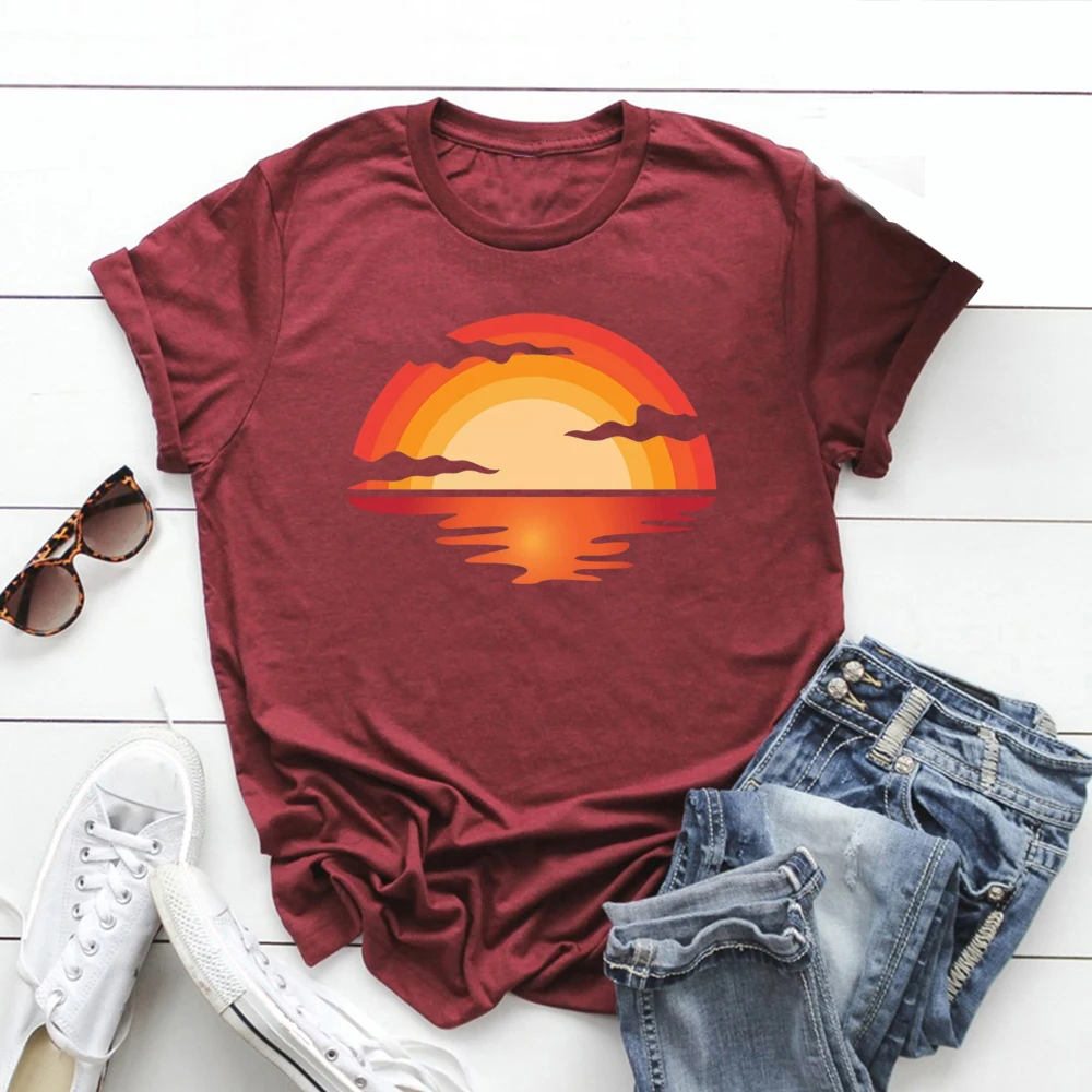 Sunset Sunshine Shirt for Beach Lovers Women's Summer Tee Vacation T-shirt Retro Short Sleeve T Shirt Woman Clothes Streetwear
Sunset Sunshine Shirt for Beach Lovers Women's Summer Tee Vacation T-shirt Retro Short Sleeve T Shirt Woman Clothes Streetwear