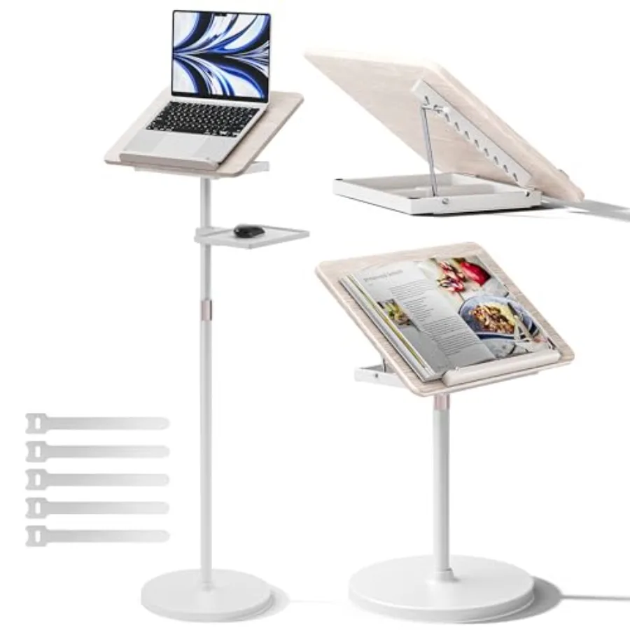 2 in 1 Adjustable Book Stand for floor and desktop use, white plastic and metal, height adjustable 23.5-52 in with elastic page
2 in 1 Adjustable Book Stand for floor and desktop use, white plastic and metal, height adjustable 23.5-52 in with elastic page