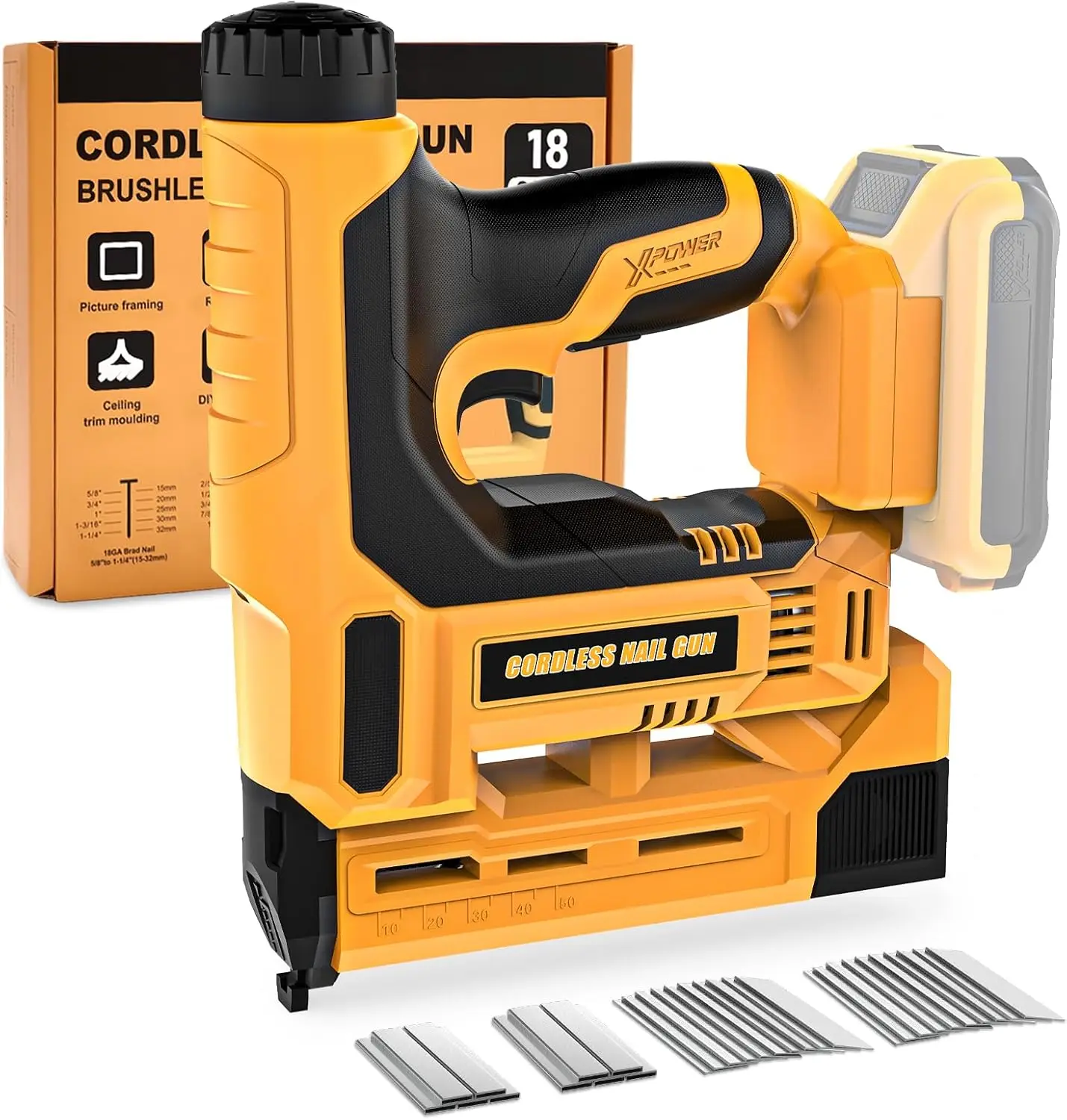 Cordless 2-in-1 Electric Brad Nailer and Staple Gun, 18 Gauge, Battery Powered with 1000 Nails & Staples for Wood Carpentry
Cordless 2-in-1 Electric Brad Nailer and Staple Gun, 18 Gauge, Battery Powered with 1000 Nails & Staples for Wood Carpentry