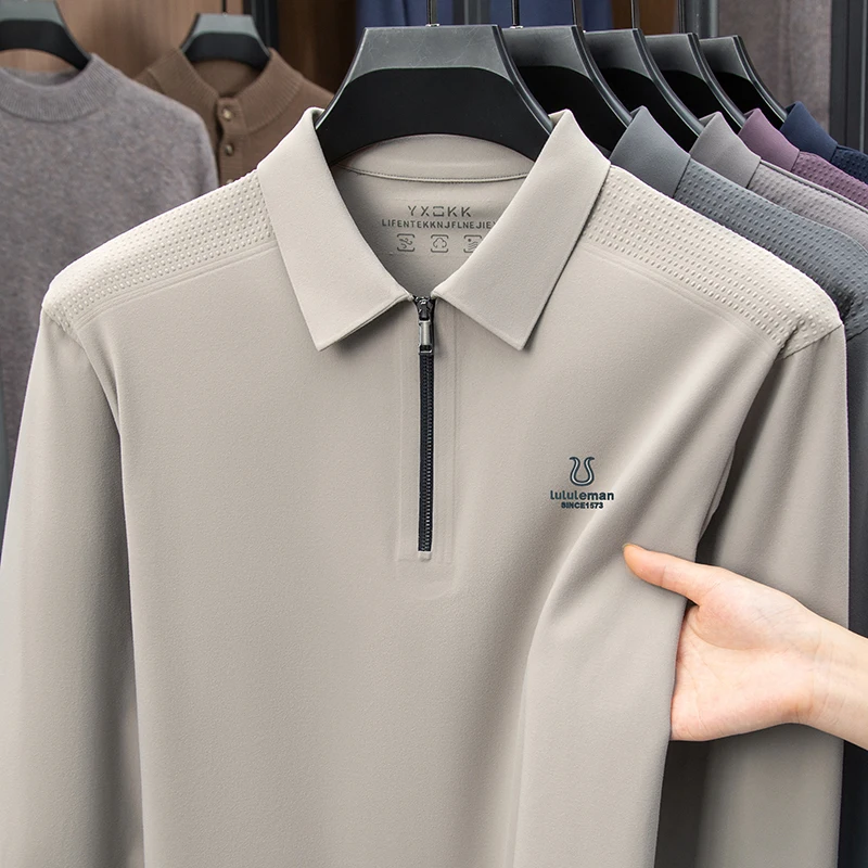 Jinammonia Brushed Men's Polo Shirt with Collar and Long Sleeves Autumn New Style Business and Leisure Half Chain T-shirt
Jinammonia Brushed Men's Polo Shirt with Collar and Long Sleeves Autumn New Style Business and Leisure Half Chain T-shirt