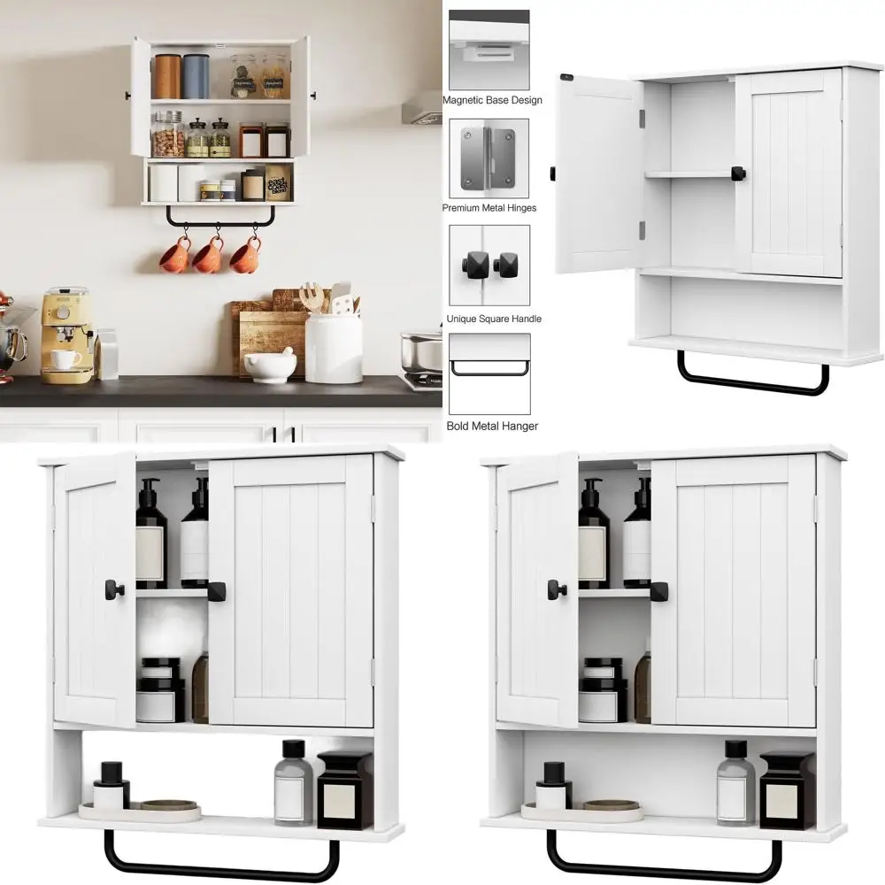 Bathroom Cabinet Wall Mounted Medicine Cabinets with Towels Bar, Over The Toilet Storage Cabinet with 2 Doors and Adjustable She
Bathroom Cabinet Wall Mounted Medicine Cabinets with Towels Bar, Over The Toilet Storage Cabinet with 2 Doors and Adjustable She