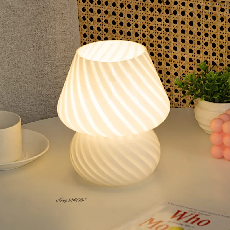 Cute Mushroom Glass Table Lamps for Bedroom Retro Striped Glass Lamp Lights Living Room Girls Room Lights Creative Beside Lamp
Cute Mushroom Glass Table Lamps for Bedroom Retro Striped Glass Lamp Lights Living Room Girls Room Lights Creative Beside Lamp